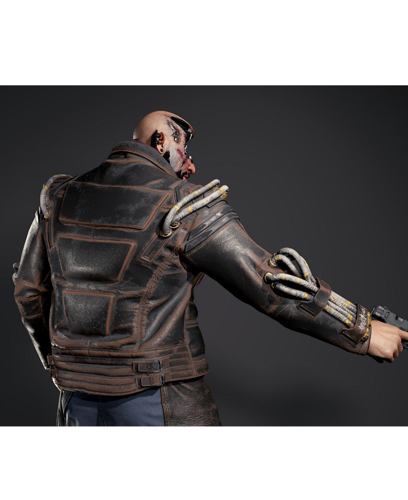 Cyberpunk 2077 Simon Randall Brown Leather Jacket simon randall jacket