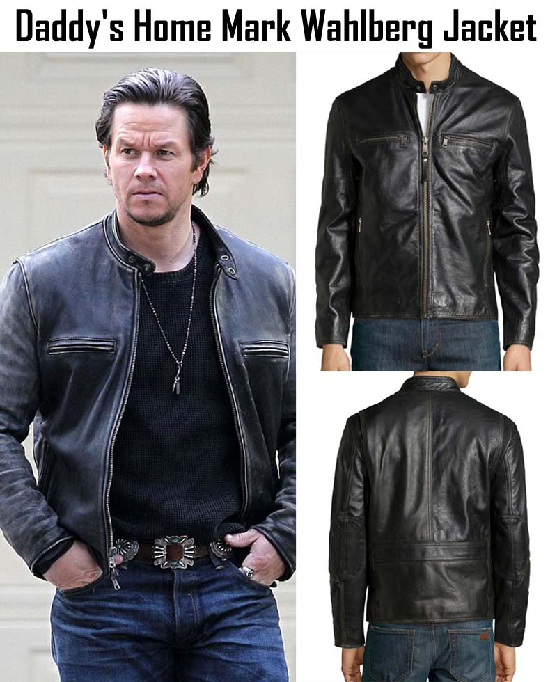 Daddy's Home Mark Wahlberg Black Leather Jacket Daddy's Home Mark Wahlberg Black Leather Jacket - Image 3
