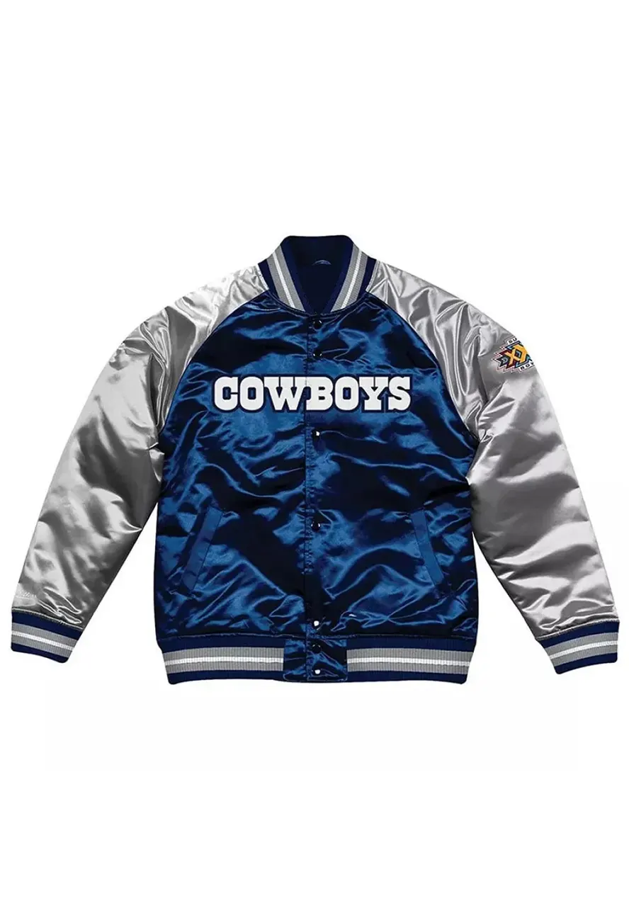 Dallas Cowboys Navy Blue and Silver Varsity Jacket dallas cowboys varsity jacket
