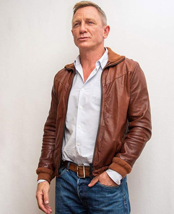 Daniel Craig Knives Out Brown Leather Jacket
