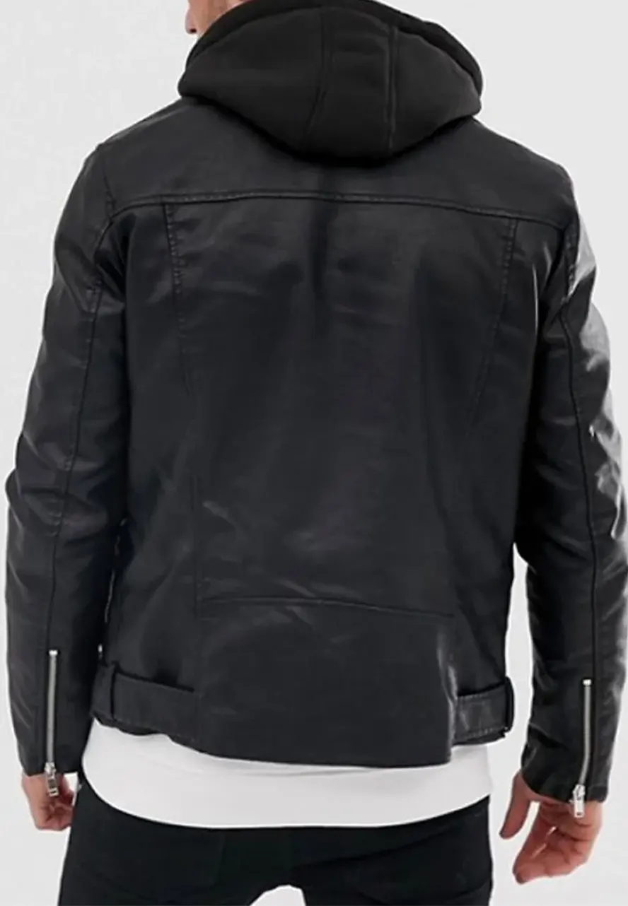 Heavy Daniel Zovatto Biker Leather Jacket with Hood Heavy Daniel Zovatto Biker Leather Jacket with Hood - Image 2