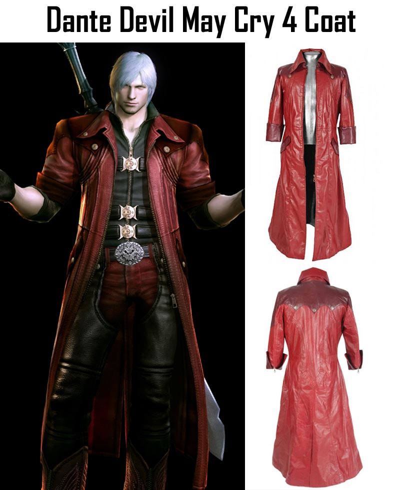 Devil May Cry 4 Dante Red Leather Coat devil may cry jacket