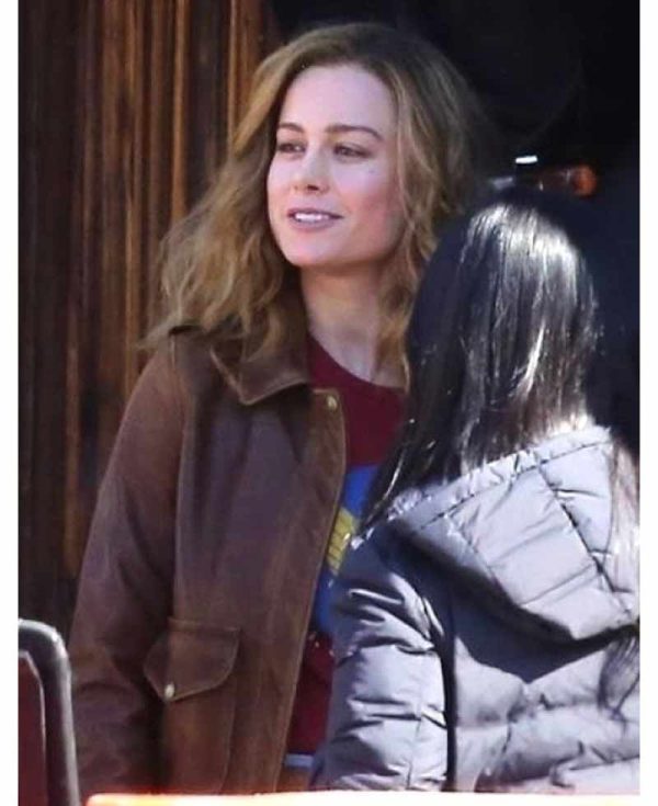 Brie Larson Pilot Brown Leather Jacket
