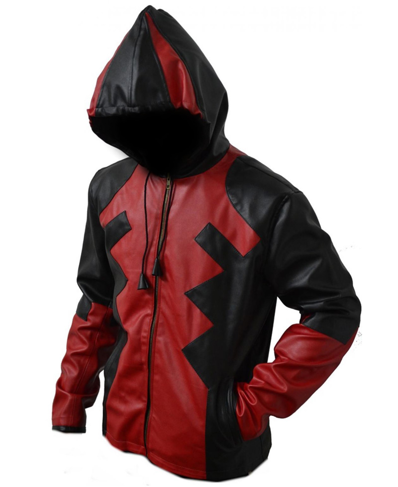 Deadpool Leather Hoodie Deadpool Leather Hoodie - Image 4