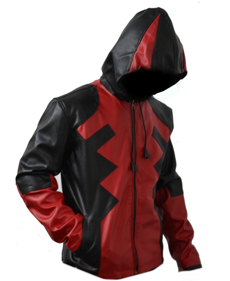 Deadpool Leather Hoodie Deadpool Leather Hoodie - Image 3