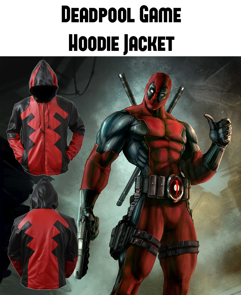 Deadpool Leather Hoodie Deadpool Leather Hoodie - Image 5