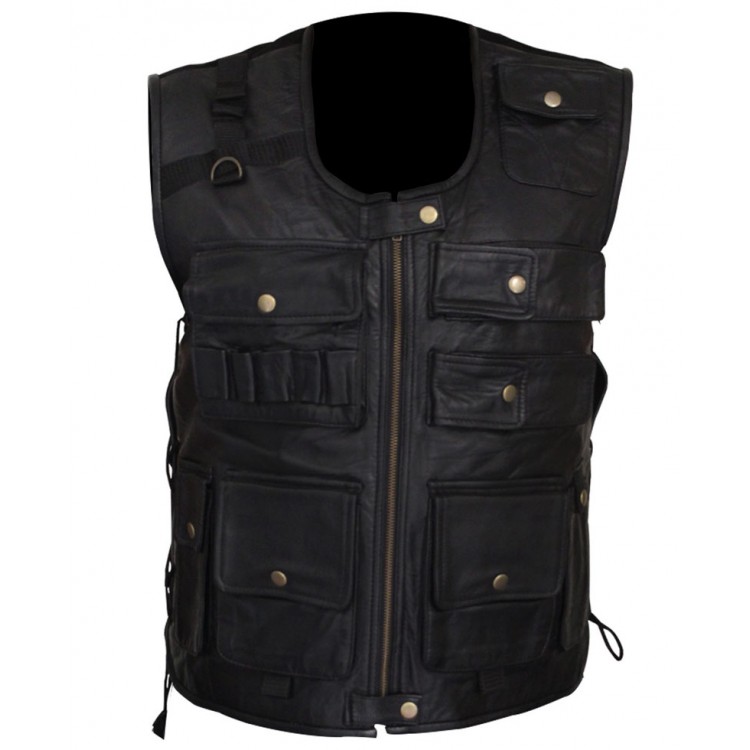 Dean Ambrose Black Leather Bomber Vest Dean Ambrose Black Leather Bomber Vest - Image 3
