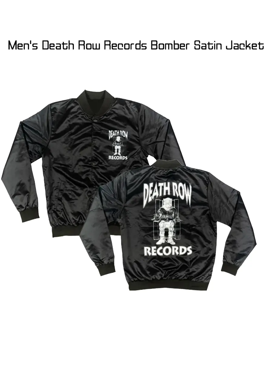 Men's Death Row Records Bomber Satin Jacket Men's Death Row Records Bomber Satin Jacket - Image 3