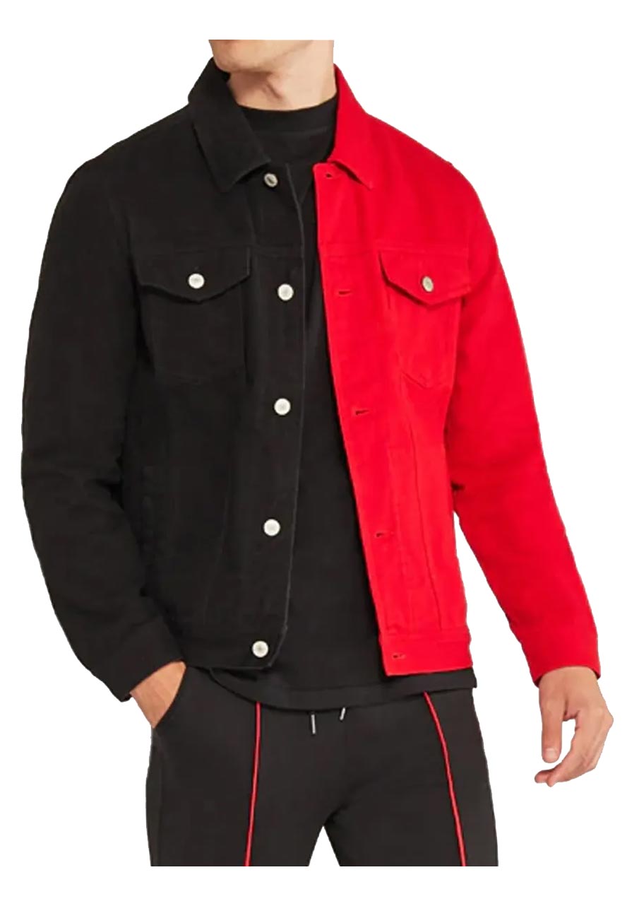 Denim Black and Red Jacket Denim Black and Red Jacket