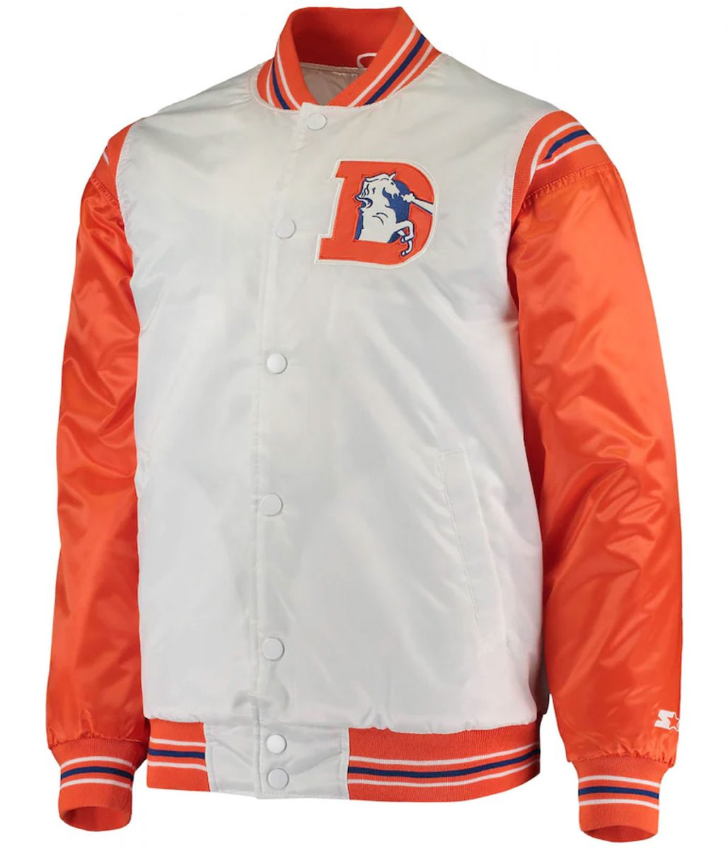 Denver Broncos Replica Starter White and Orange Jacket Denver Broncos Replica Starter White and Orange Jacket