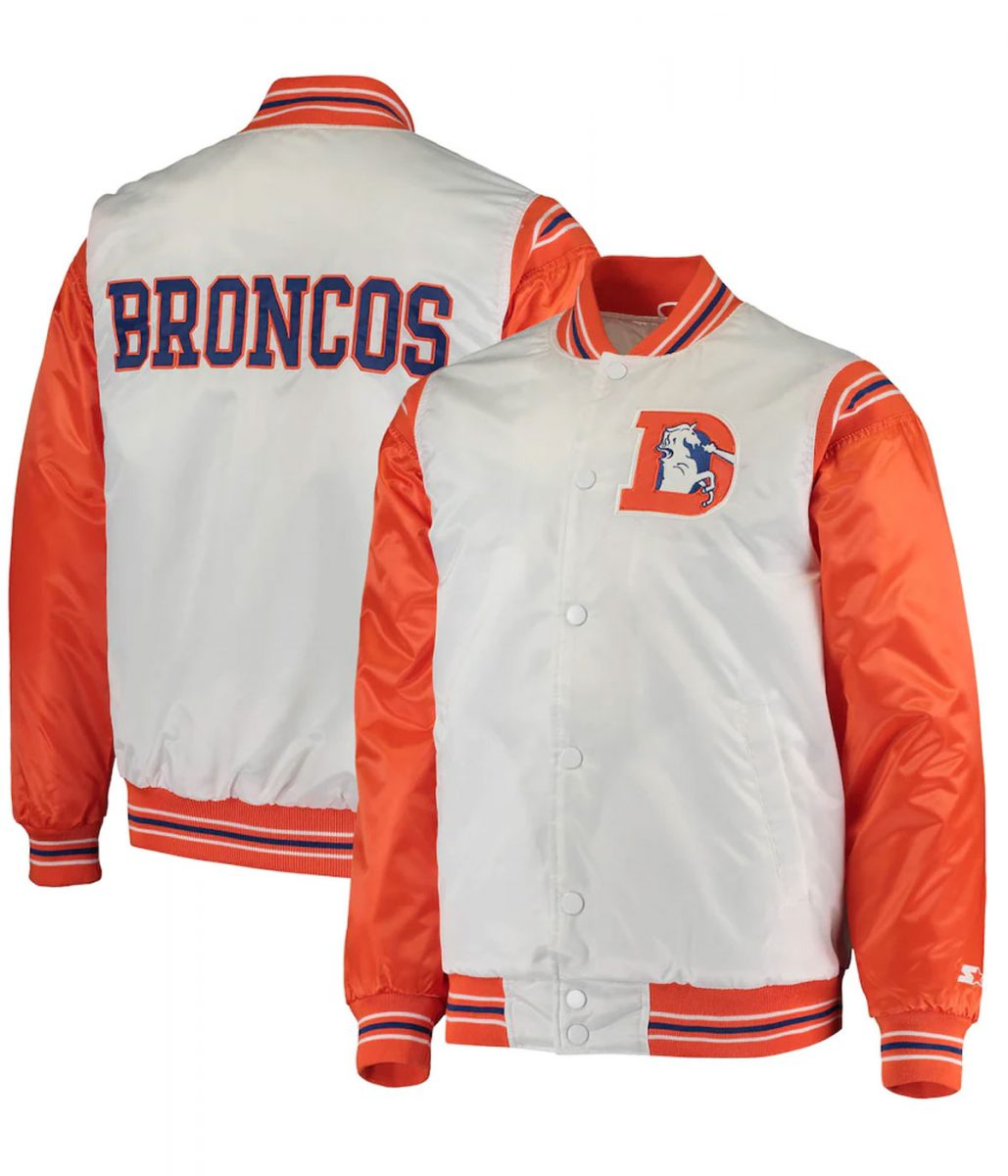 Denver Broncos Replica Starter White and Orange Jacket Denver Broncos Replica Starter White and Orange Jacket - Image 3