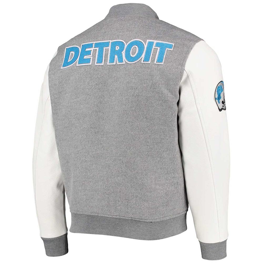 Detroit Lions Heathered Varsity Jacket Detroit Lions Heathered Varsity Jacket - Image 2