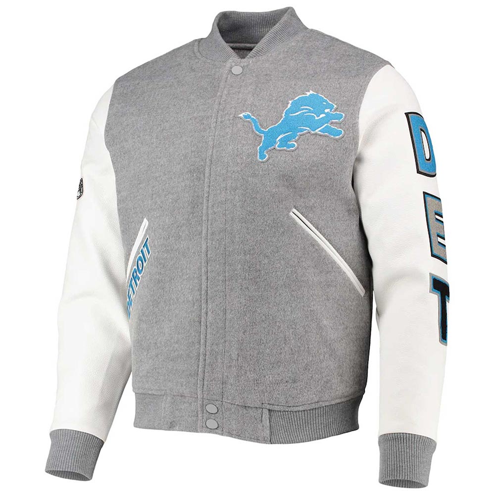 Detroit Lions Heathered Varsity Jacket Detroit Lions Heathered Varsity Jacket