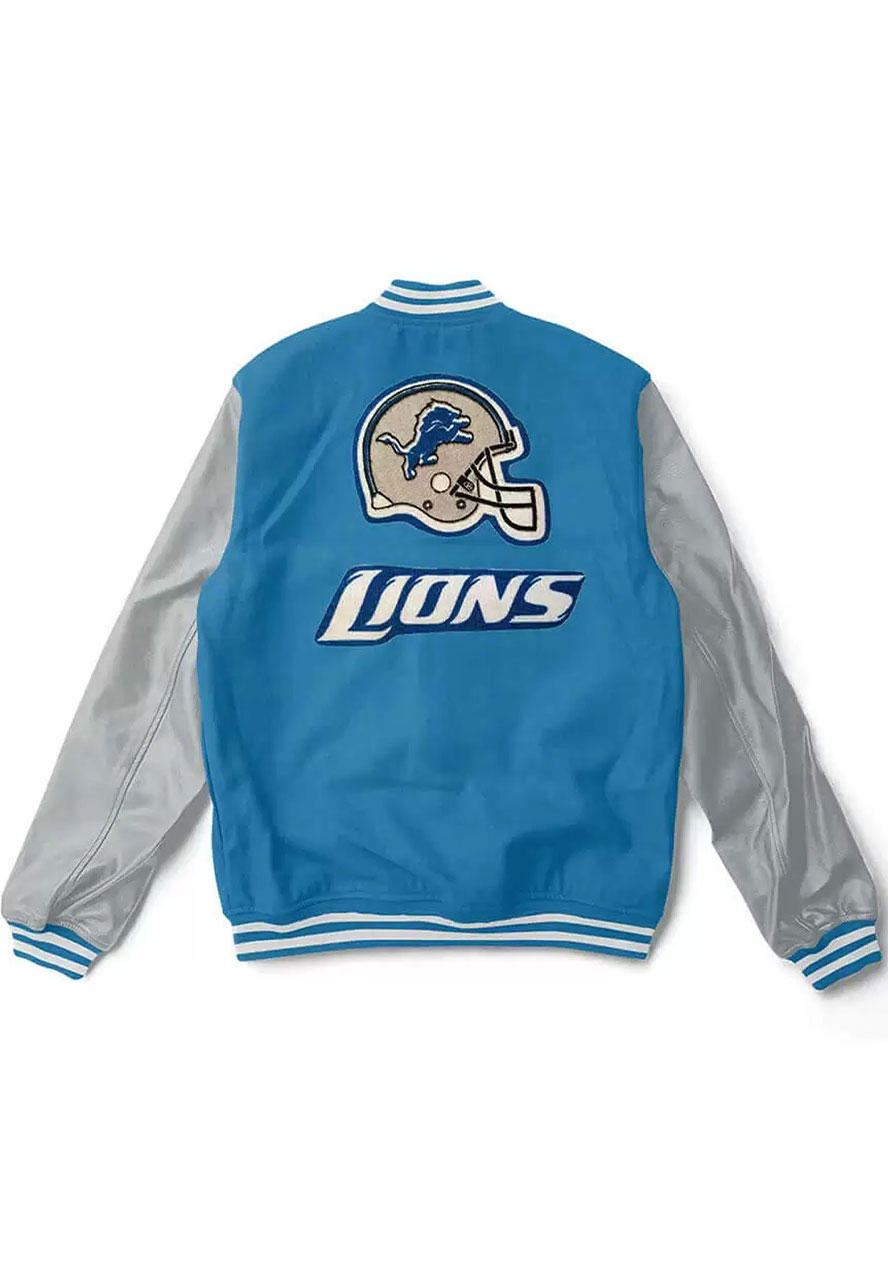 Detroit Lions Varsity Light Blue Jacket Detroit Lions Varsity Light Blue Jacket - Image 2