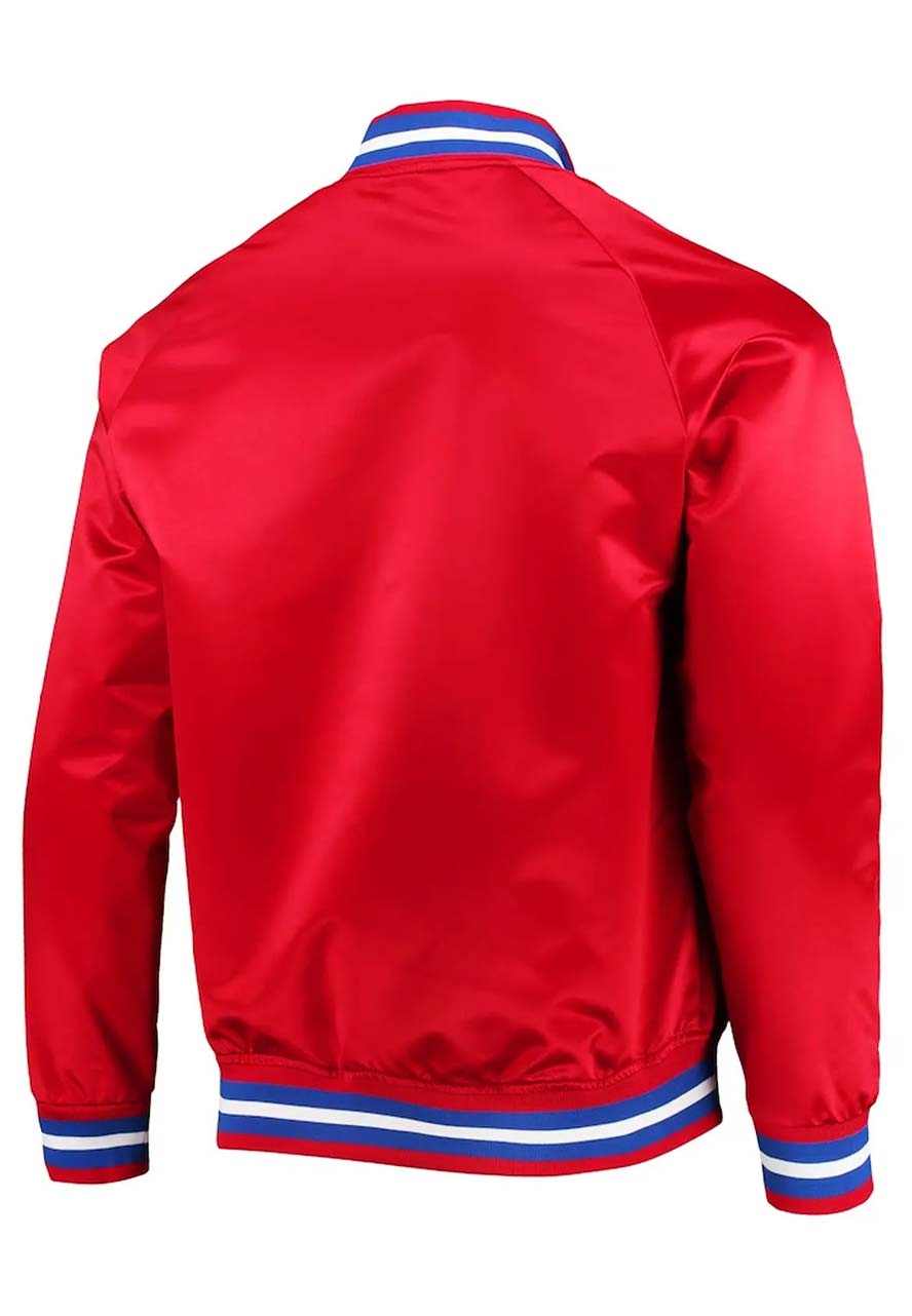 Detroit Pistons Red Satin Jacket Detroit Pistons Red Satin Jacket - Image 2
