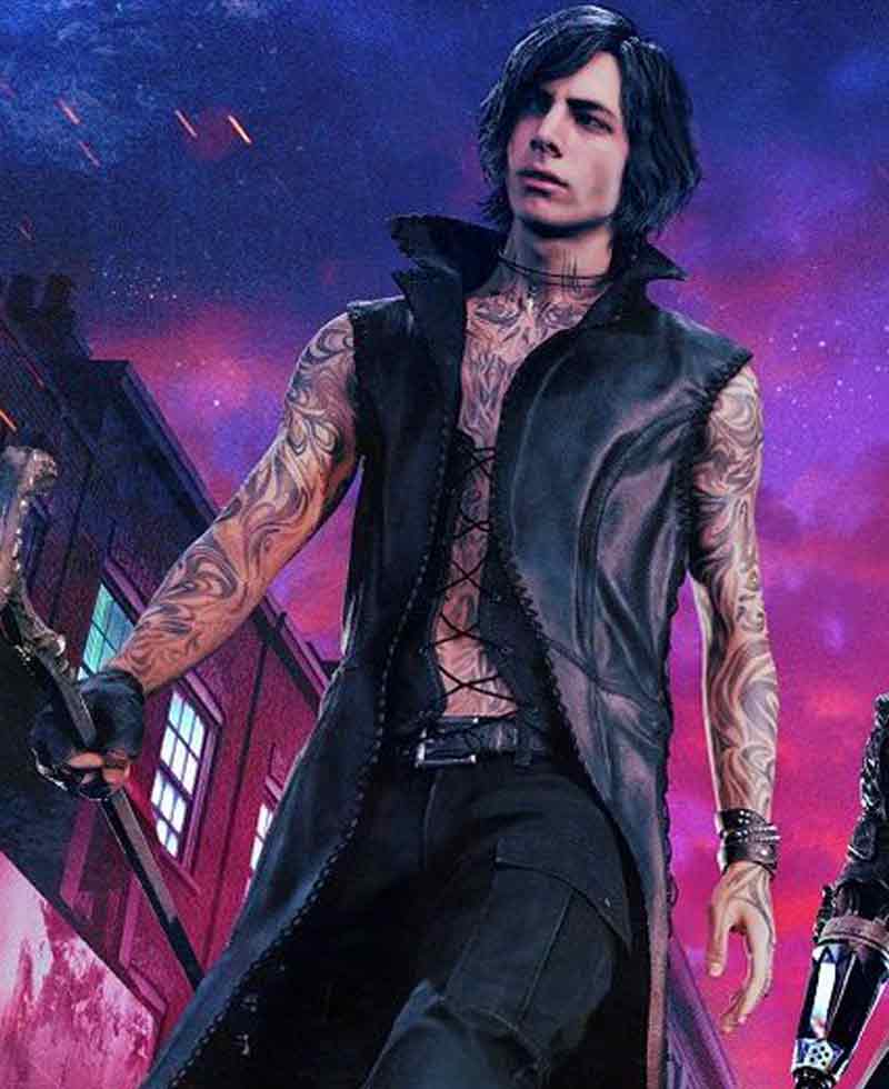 Devil May Cry 5 V Black Leather Coat