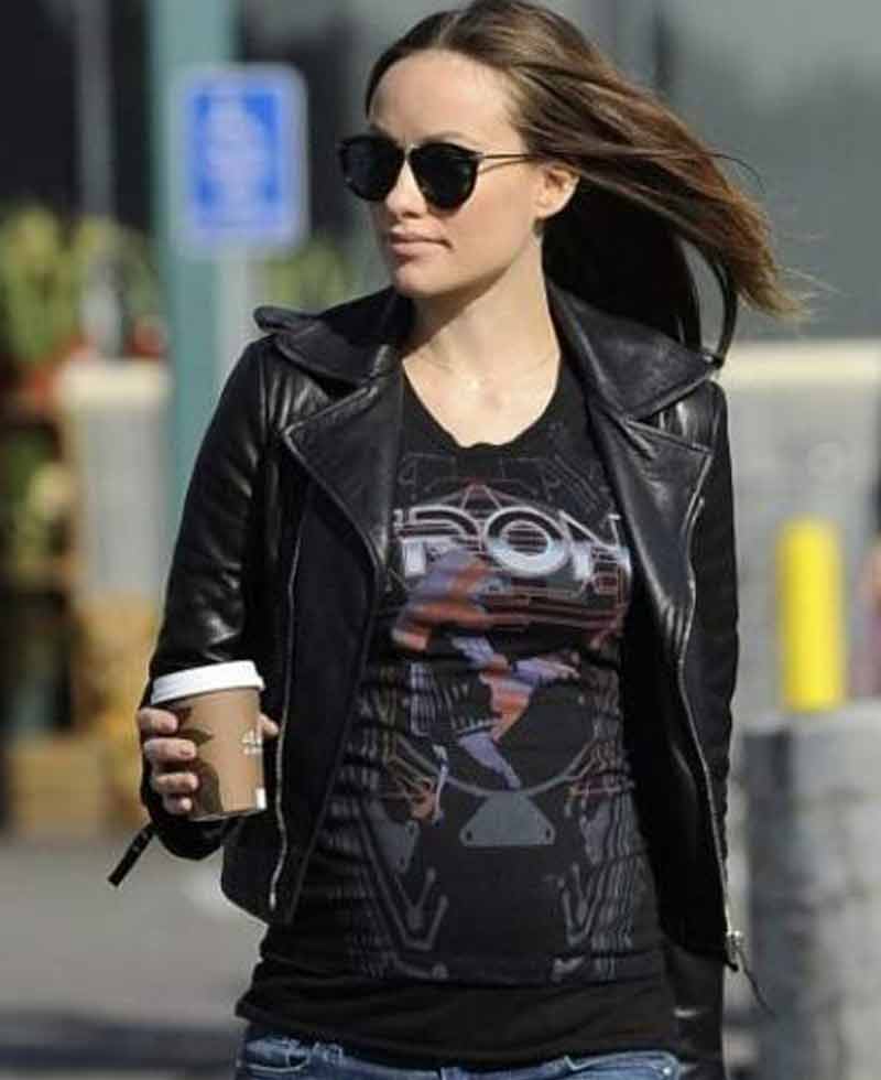 Olivia Wilde Vinyl Leather Jacket Olivia Wilde Vinyl Leather Jacket - Image 4