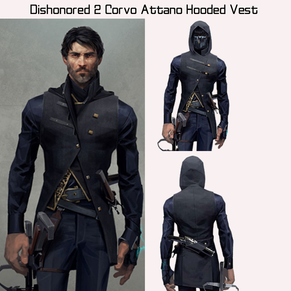 Dishonored 2 Game Corvo Attano Hooded Vest Dishonored 2 Game Corvo Attano Hooded Vest - Image 3