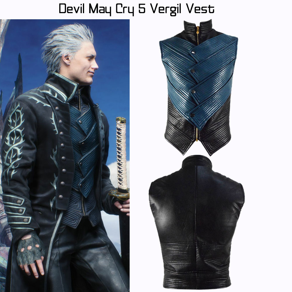 Vergil Blue and Black Leather Vest Vergil Blue and Black Leather Vest - Image 4