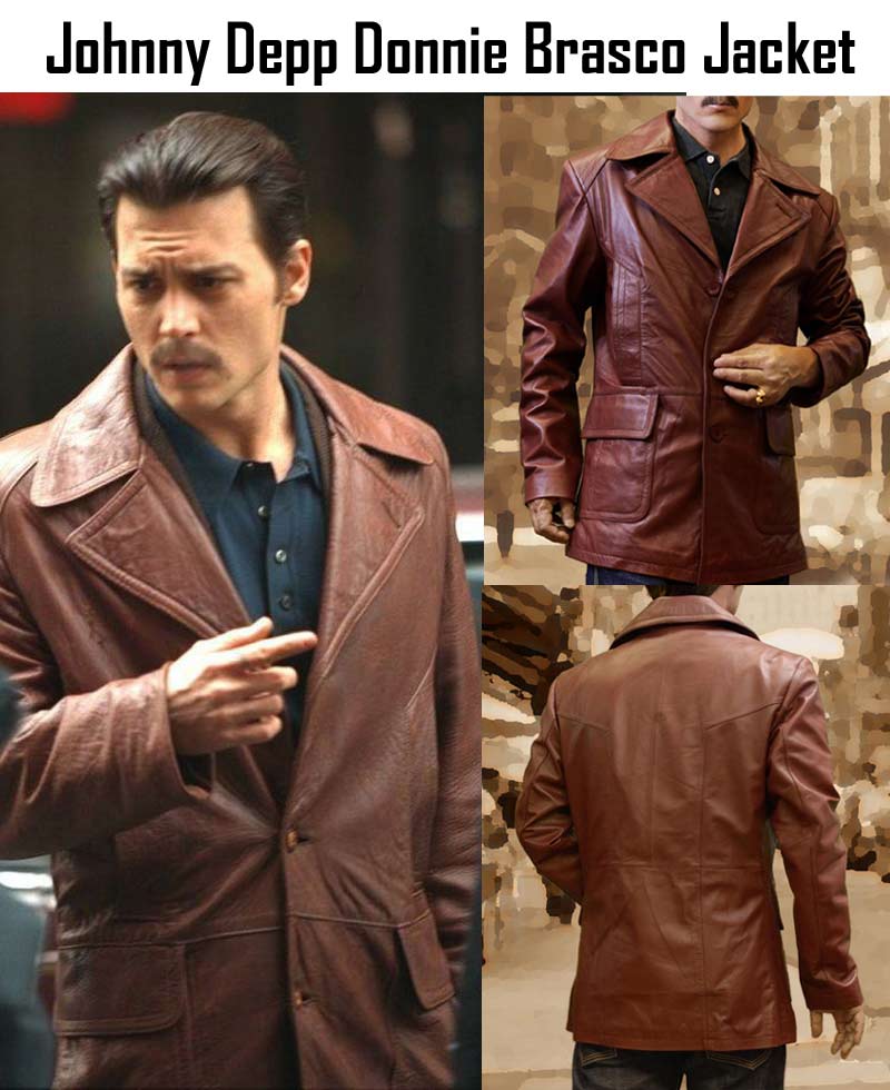 Donnie Brasco Film Johnny Depp Brown Leather Jacket Donnie Brasco Film Johnny Depp Brown Leather Jacket - Image 4