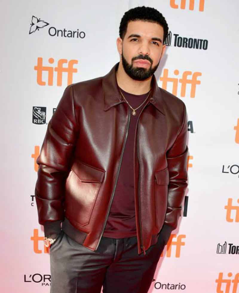 drake burgundy bomber leather jacket