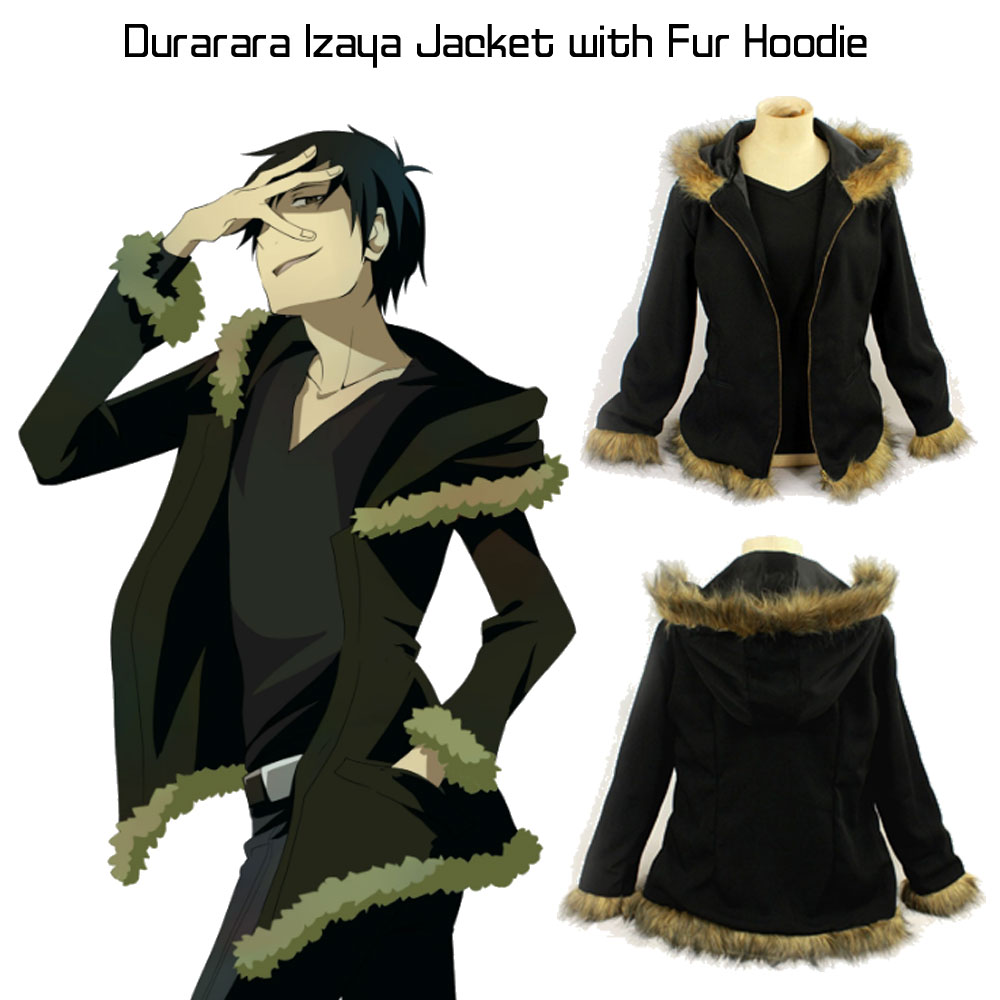Durarara Izaya Jacket with Fur Hoodie Durarara Izaya Jacket with Fur Hoodie - Image 8