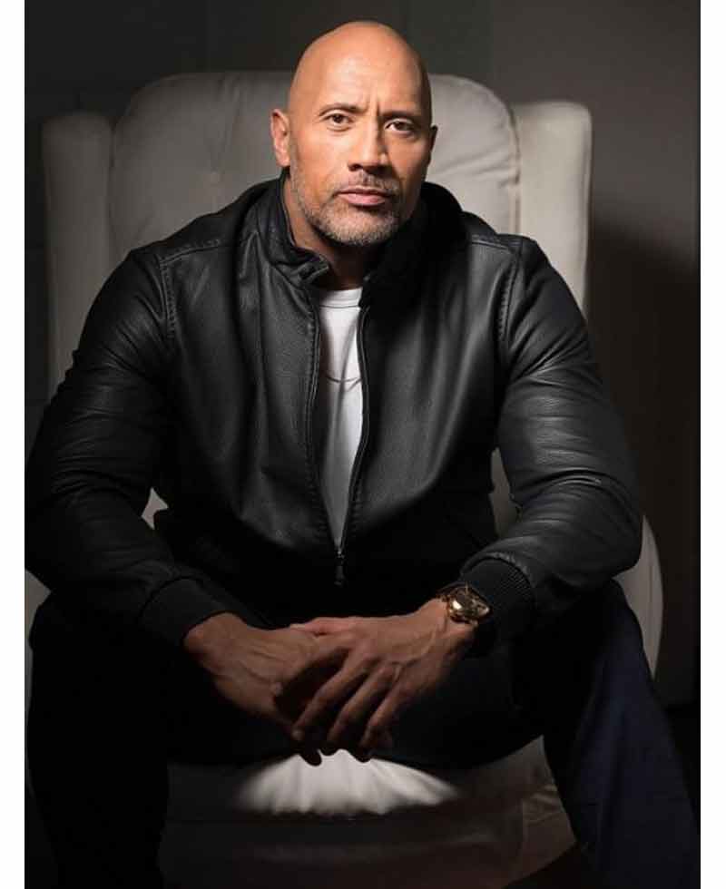 Dwayne Johnson Fighting with My Family Black Leather Jacket