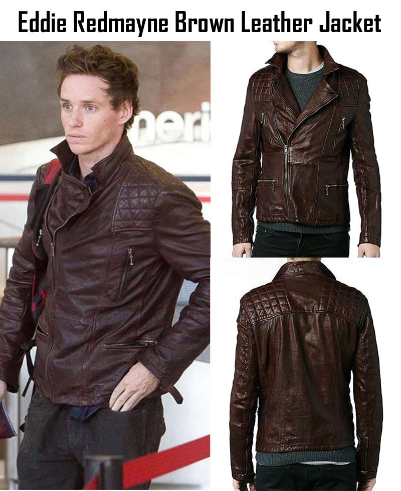 Eddie Redmayne Motorcycle Brown Leather Jacket eddie redmayne leather jacket