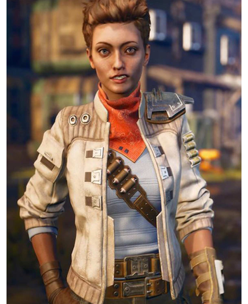 Ellie The Outer Worlds White Leather Jacket Ellie The Outer Worlds White Leather Jacket