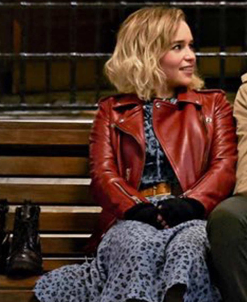 Emilia Clarke Last Christmas Red Leather Jacket Emilia Clarke Last Christmas Red Leather Jacket - Image 4