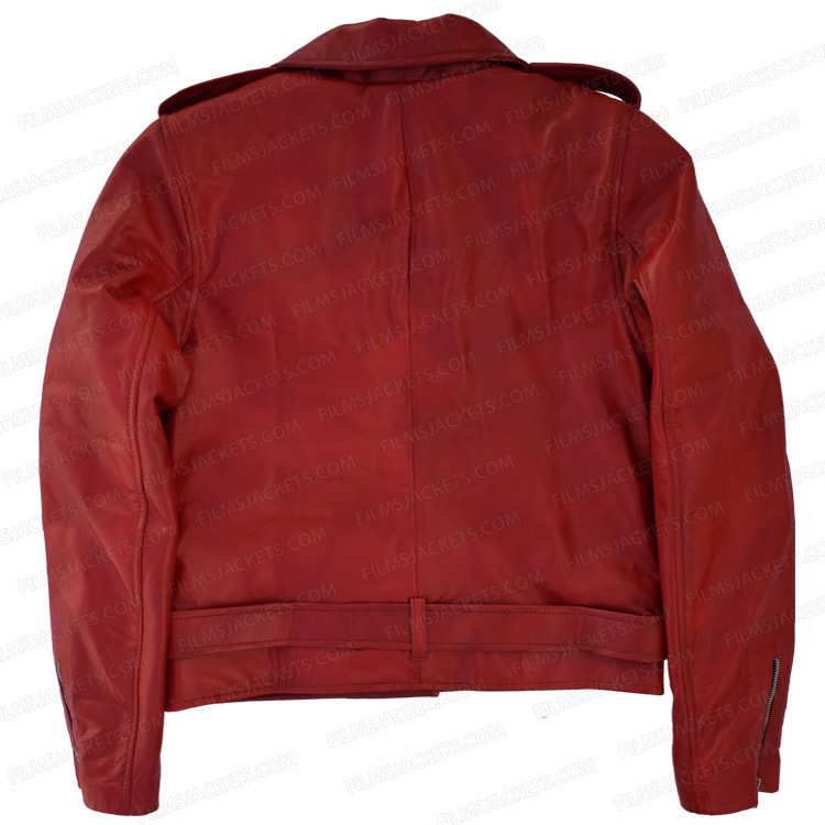 Emilia Clarke Last Christmas Red Leather Jacket Emilia Clarke Last Christmas Red Leather Jacket - Image 2
