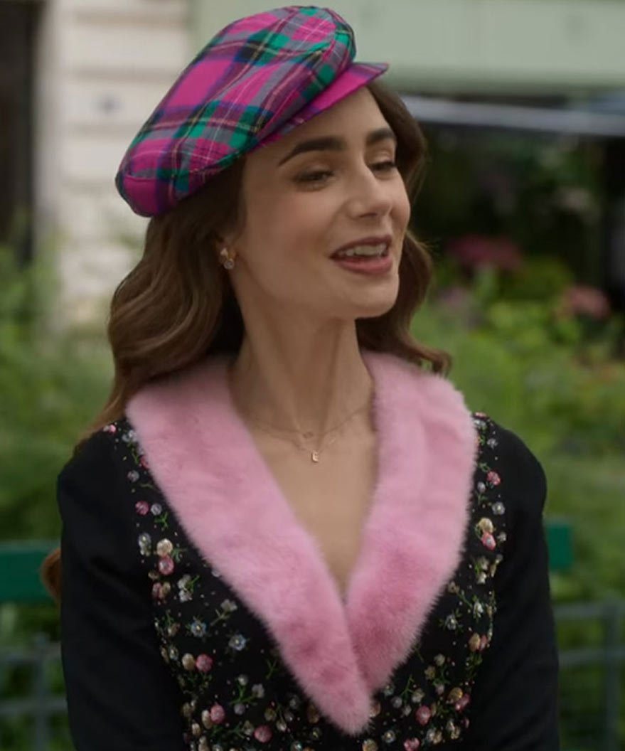 Emily In Paris S2 Emily Cooper Fur Collar Cardigan Emily In Paris S2 Emily Cooper Fur Collar Cardigan - Image 3