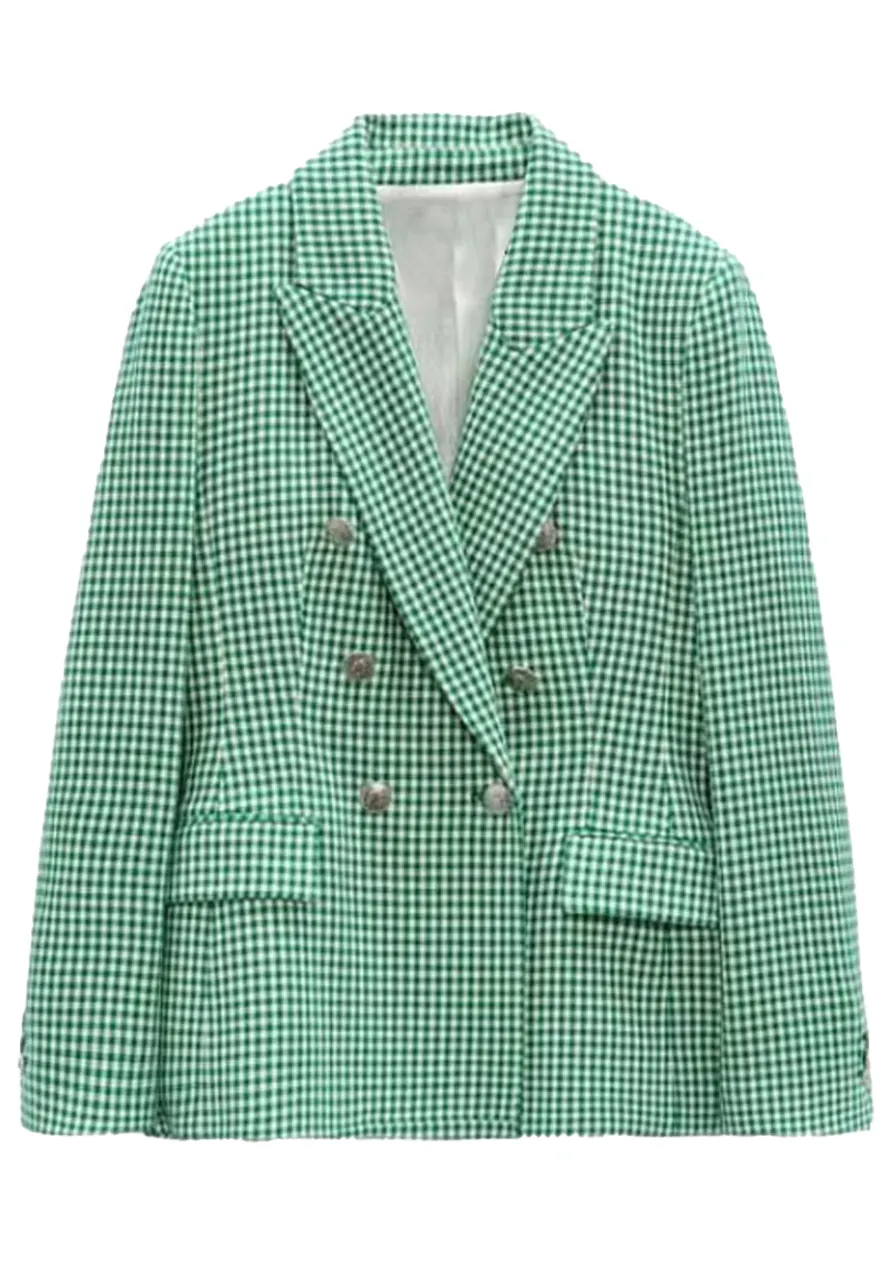 Emily In Paris S2 Emily Cooper Green Check Coat Emily In Paris S2 Emily Cooper Green Check Coat - Image 2