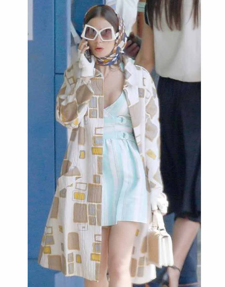 Emily In Paris S2 Lily Collins Crinkle Coat Emily In Paris S2 Lily Collins Crinkle Coat