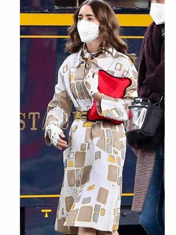 Emily In Paris S2 Lily Collins Crinkle Coat Emily In Paris S2 Lily Collins Crinkle Coat - Image 2
