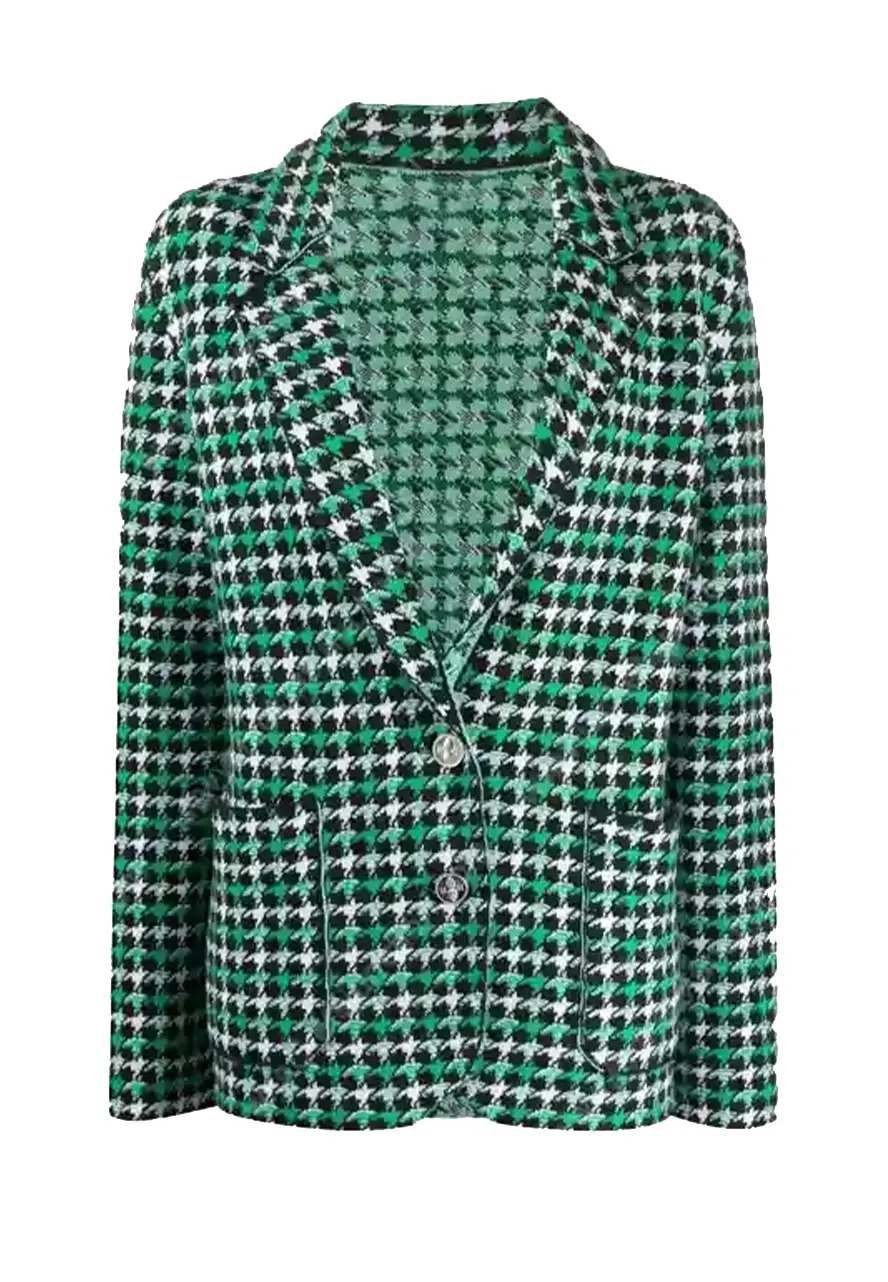 Emily In Paris S2 Lily Collins Green Houndstooth Blazer Emily In Paris S2 Lily Collins Green Houndstooth Blazer - Image 2