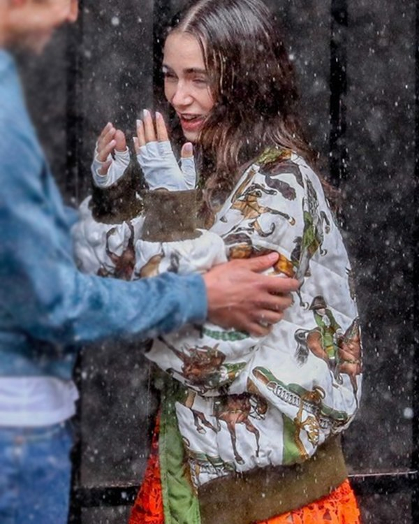 Emily In Paris S2 Lily Collins Satin Jacket Emily In Paris S2 Lily Collins Satin Jacket - Image 9