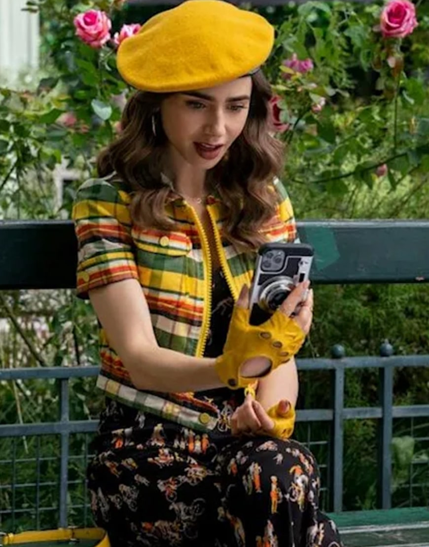 Emily In Paris S2 Lily Collins Yellow Jacket Emily In Paris S2 Lily Collins Yellow Jacket