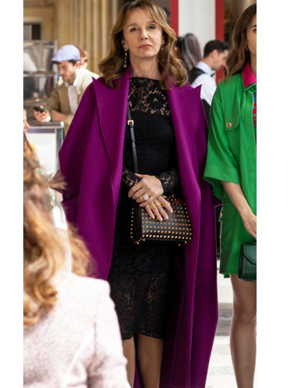 Emily In Paris S2 Philippine Leroy-Beaulieu Purple Coat Emily In Paris S2 Philippine Leroy-Beaulieu Purple Coat