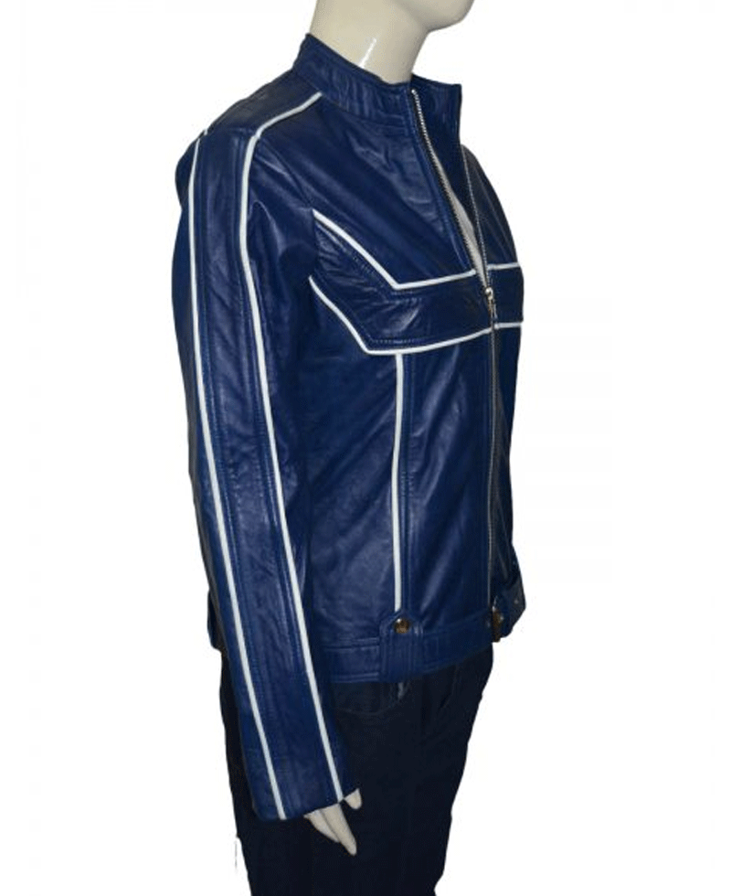 Once Upon a Time Emma Swan Blue Leather Jacket Once Upon a Time Emma Swan Blue Leather Jacket - Image 2