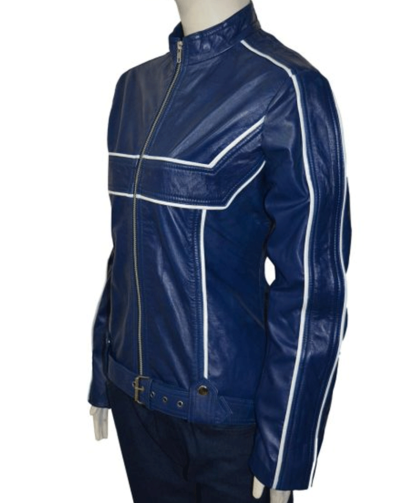 Once Upon a Time Emma Swan Blue Leather Jacket Once Upon a Time Emma Swan Blue Leather Jacket - Image 3
