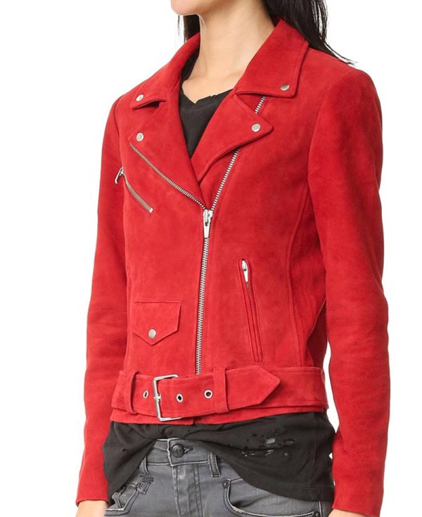 Jennifer Morrison Once Upon A Time Red Suede Leather Jacket