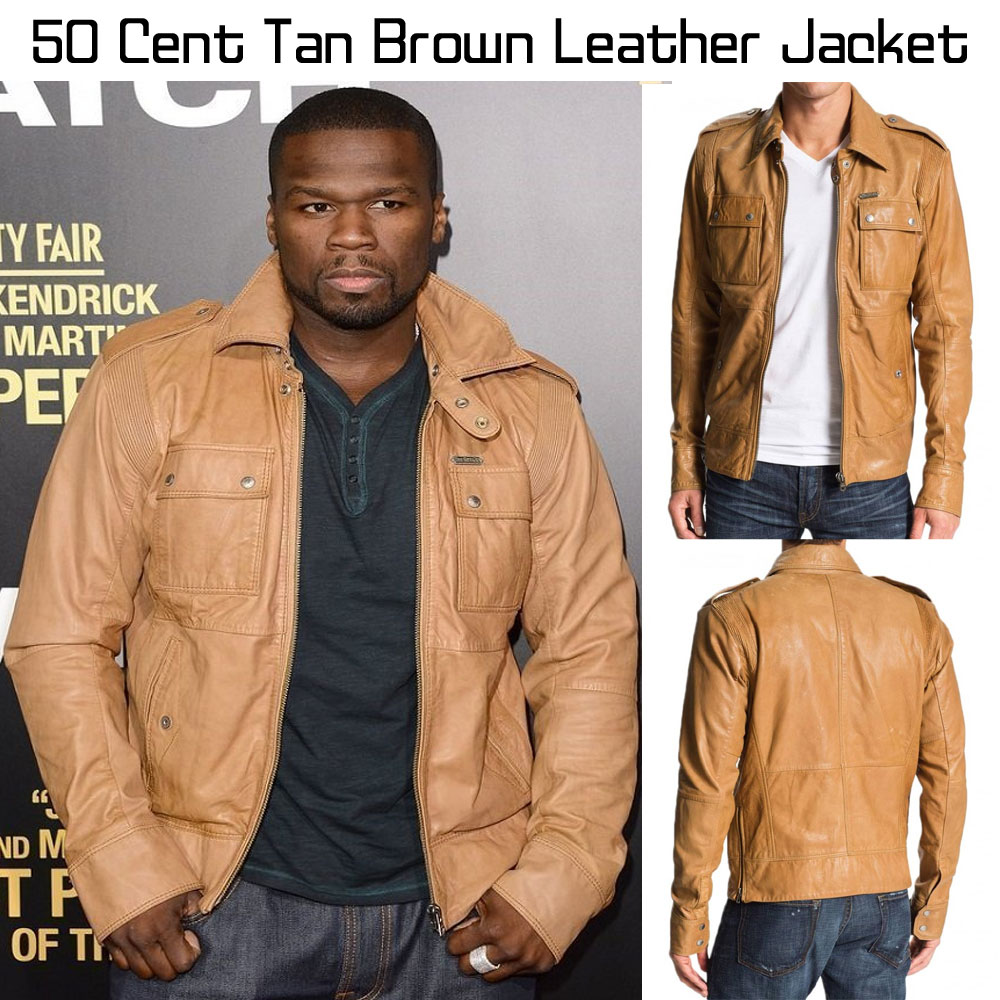 50 Cent Tan Brown Leather Jacket 50 Cent Tan Brown Leather Jacket - Image 5