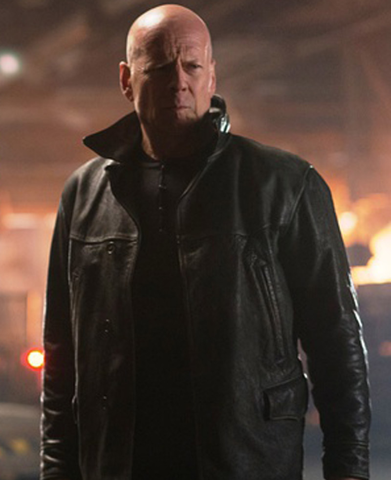 Extraction Film Bruce Willis Black Leather Jacket Extraction Film Bruce Willis Black Leather Jacket - Image 4