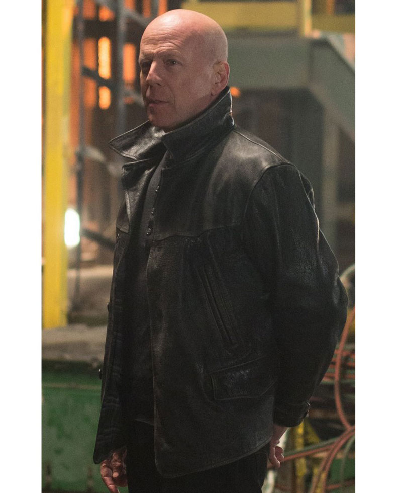 Extraction Film Bruce Willis Black Leather Jacket Extraction Film Bruce Willis Black Leather Jacket - Image 3