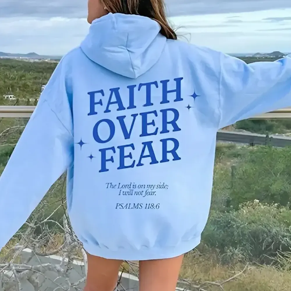 Faith Over Fear Blue Hoodie Faith Over Fear Blue Hoodie