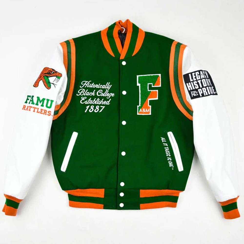 Famu Motto 2.0 Green Varsity Jacket Famu Motto 2.0 Green Varsity Jacket