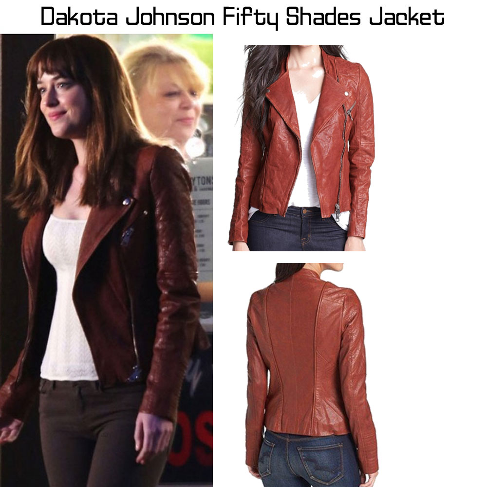 Dakota Johnson Fifty Shades of Grey Brown Leather Jacket Dakota Johnson Fifty Shades of Grey Brown Leather Jacket - Image 3