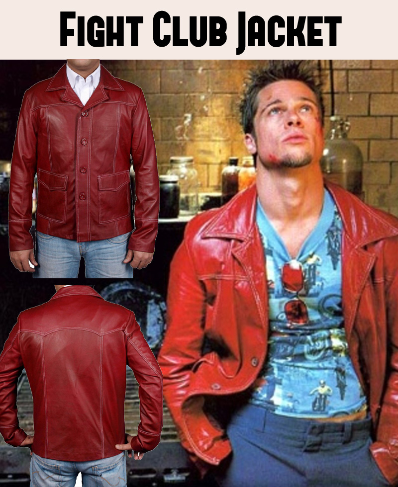 Fight Club Red Leather Jacket fight club red jacket brad pitt