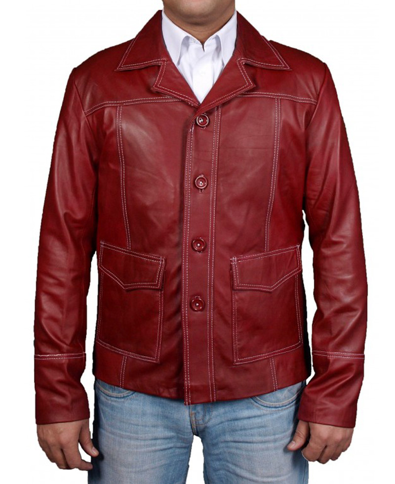 fight club red leather jacket